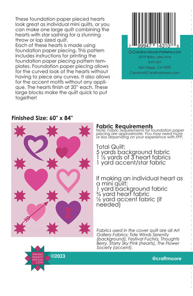 Hearts Collection - Foundation Pieced Hearts Quilt (Digital Download)