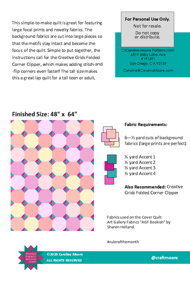 Harlequin Quilt Pattern - Digital Download
