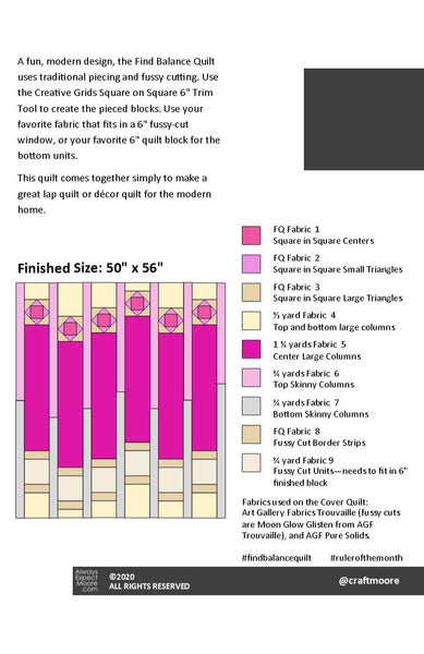 Find Balance Quilt Pattern Fabric Requirements